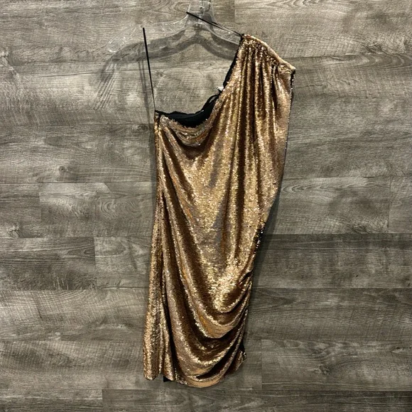 IRO | Dresses | Iro Nwt Gold One Shoulder Dress With Flaws Missing Sequins  | Poshmark